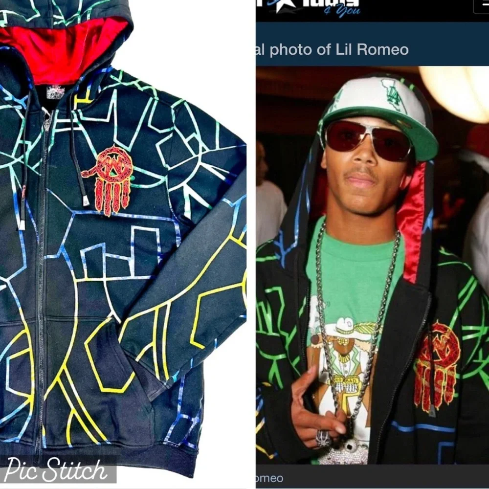 MISKEEN ORIGINALS ZIP HOODIE 2XLT EMBROIDERED GAMER SKATEBOARD-SEEN ON LIL ROMEO